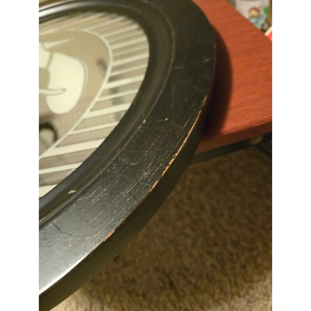 Vintage Round High Heels Etched Wall Mirror Black Frame Art Deco Style Vanity